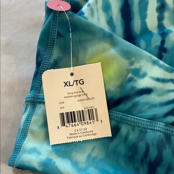 Athletic Works Sports Bra DRI-MORE TECH Blue and White Tie-Dye Women Sz XL, D34 - Picture 12 of 13